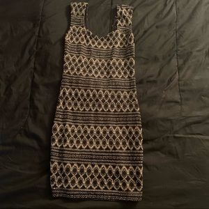 Black and gold body con mini dress size small